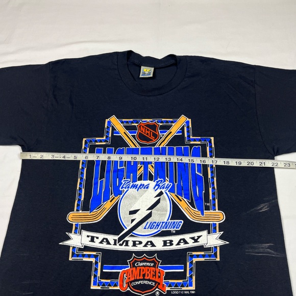 Vtg Tampa Bay Lightning T-Shirt XL 90s Logo 7 Clarence Campbell Conference A1 - Picture 8 of 9